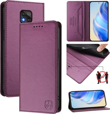 Produktbild von Lederhülle für Motorola Moto G Power 2021 Hülle Flip Brieftasche Kartenfächern Ständer Schutzhülle Lila