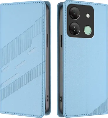 Immagine prodotto di Custodia per Infinix Smart 7 HD/Smart 7 Plus, custodia a portafoglio in Finto cuoio con slot per carte e funzione stand Hellblau