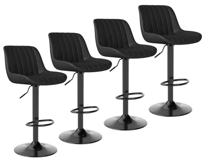 Productafbeelding van Barkrukken, set van 4, draaibaar, in hoogte verstelbaar, met rugleuning, bekleed met kunstleer, zwart
