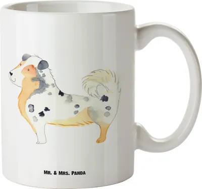 Produktbild von Mr. & Mrs. Panda Riesenkaffeetasse Hund Australien Shepherd - Weiß - Geschenk, Große Tasse, Sprüche, weisse, Spruch, jumbotasse, steingut, Keramiktasse, Teebecher