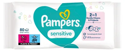 Produktbild von Pampers Sensitive 2-in-1 Babyfeuchttücher, 80 Stück
