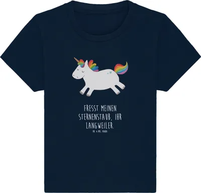Produktbild von Mr. & Mrs. Panda  T-Shirt Einhorn Happy 24. - 36. Monat - French Navy - Geschenk, Witzig, Kinder, Freude, Babyshirt, Lebensfreude, Organic Baby, Unicorn, Einhörner