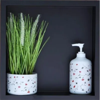 Productafbeelding van BADLAND Inbouw doucheplank WALL BOX ONE, 30x30x7 cm, zwart | RVS doucheplank voor in de muur