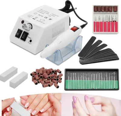 Image de TolleTour Fraises à ongles électriques Manucure Pédicure Fraises Lime Set Nailart Fraises professionnelles Pierres à aiguiser Ponceuse diamantée Lime à ongles Appareil de pédicure Blanc