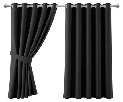 Verdunkelungsvorhänge 2er-Set 56x56 cm Schwarz mit Ösen
