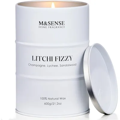 Productafbeelding van Geurkaars Litchi Fizzy, 600g, 130 uur brandduur, sojawas, aromatherapie, decoratief, cadeau