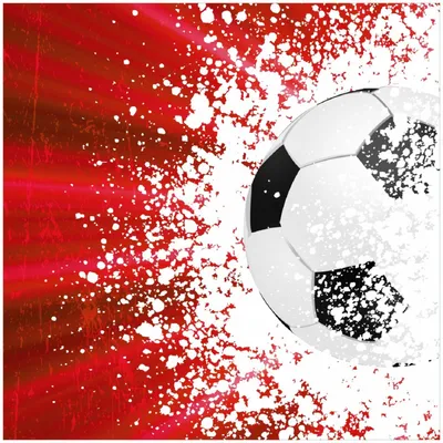 Produktbild von Wallario Premium Glasbild, freischwebende Optik, kräftige Farben, Größe 30 x 30 cm Motiv Fußball - Splashing Design in rot