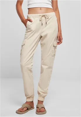 Obrázek produktu pro Dámské kalhoty Urban Classics Ladies High Waist Cargo Jogging Pants whitesand - M