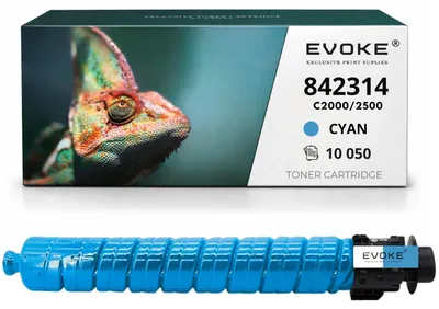 Immagine prodotto di Cartuccia compatibile Evoke per stampante Ricoh C2000/2500C, colore ciano, resa di 10.500 pagine, compatibile con i modelli IM C2000 e C2000A