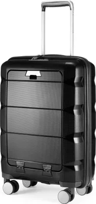 Produktbild von HAUPTSTADTKOFFER - Britz - Handgepäck mit Laptopfach Kabinentrolley Hartschale Bord-Koffer, Rollkoffer Reisekoffer Trolley, TSA, 4 Rollen, 55 cm, 34 Liter,,Schwarz