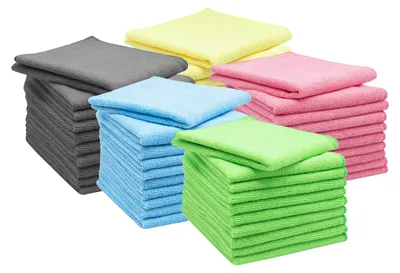 Produktbild von 50er Set Mikrofasertücher für streifenfreien Glanz, saugstark, farblich gemischt