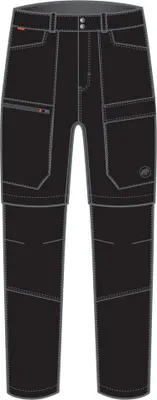 Zinal Hybrid Zip Off Pants von Mammut; schwarze Trekkinghose mit abnehmbaren Beinen und mehreren Taschen.