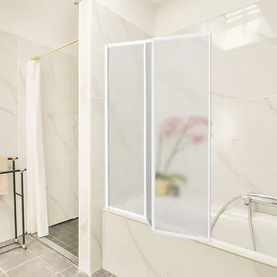 Immagine prodotto di Jayseuw 120x140 cm Parete pieghevole per vasca da bagno con pannello doccia, separé doccia, altezza 140 cm, parete pieghevole per doccia, bianco