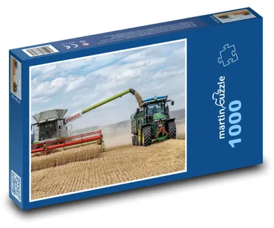 Zdjęcie produktu dla Puzzle 1000 Kombajn i traktor podczas żniw - martinpuzzle