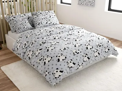 Obrázok produktu pre Obliečky z mikrovlákna PANDA šedé Rozmer obliečky: 70 x 80 cm | 140 x 200 cm