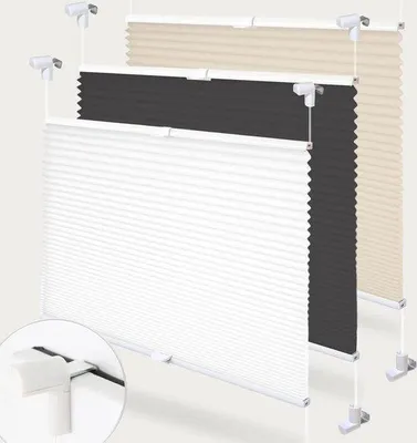 Produktbild von Famanu Plissee mit Klemmbefestigung ohne Bohren - weiß - 50 x 130 cm