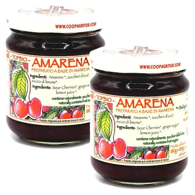 Produktbild von Agritur - Amarena Fruchtaufstrich ohne Zuckerzusatz - nur Fruchtzucker - 2 x 210 g