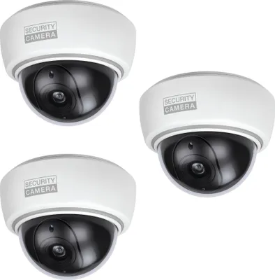 Produktbild von BASI - KA 305 - CCD Kamera-Attrappe - Überwachung - täuschend echte Nachbildung - mit rotem Blinklicht - IP23 - inkl. Befestigungsmaterial und aufklebbares Warnschild - im praktischen 3er Set - 3X1000-0305