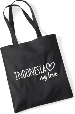 Produktbild von Huuraa Jutebeutel Indonesia my love 10 Liter Black Baumwolle Tasche Geschenkidee