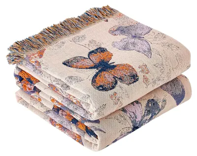Produktbild von Boho-Überwurfdecke aus 100 % Baumwolle, atmungsaktiv und ultraweich, 203,2 x 228,6 cm, Tagesdecke für alle Jahreszeiten, rustikale Dekoration
