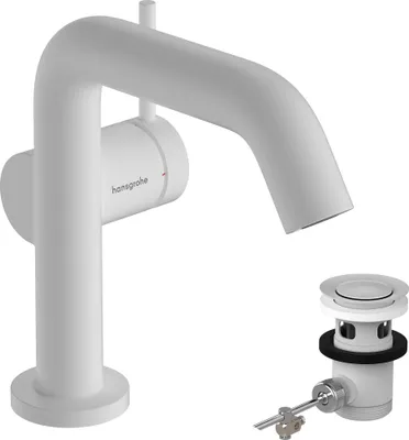 Produktbild von hansgrohe Einhebel-Waschtischarmatur Tecturis S Ausl. 130mm, m Zugst.Abl.Gar., mattweiß