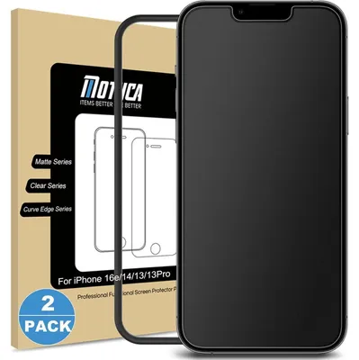 Produktbild von Matte Schutzfolie 2x für iPhone 16e/13 Pro/14/13 (6,1 Zoll) 9H Schutzglas Blendschutz