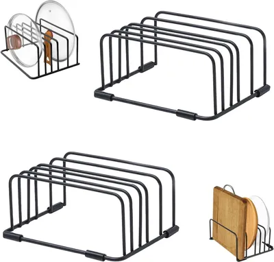 Imagen del producto de Soportes para estantes de cocina con 5 compartimentos, 2 unidades, de acero, 18x14x8 cm, para tablas de cortar