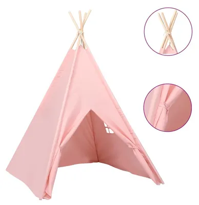 Produktbild von vidaXL Kinder Tipi-Zelt mit Tasche Pfirsichhaut Rosa 120x120x150 cm