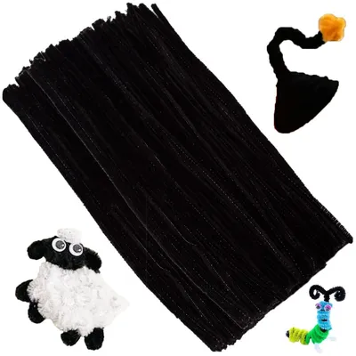 Obrázok produktu pre Čistiace tyčinky na fajky, čierny, 30 cm, 100 kusov, súprava na tvorivosť