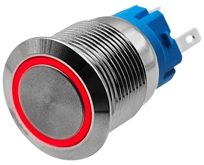 Produktbild von ProRide Metall-Drucktaster 12V/24V, 19 mm, ON/OFF, rote LED-Anzeige