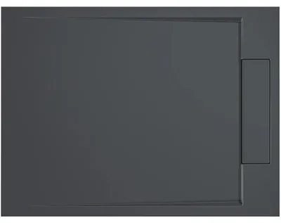 Productafbeelding van CERANO - Rechthoekige douchebak Loro - gietmarmer - donkergrijs - 120x80x3,5 cm
