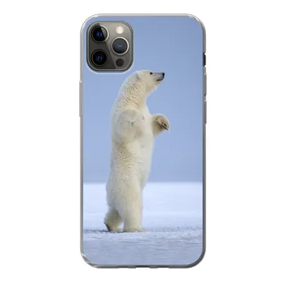 Produktbild von MuchoWow® Handyhülle Schutzhülle Hülle für iPhone 13 Pro Max Eisbär - Lustig - Schnee - Kinder - Jungen - Mädchen - Kind Silikon Softcase Handy Hülle - Mobiltelefon