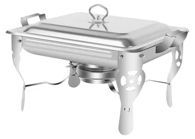 Obrázok produktu pre Chafing Dish – ohrievač jedál na bufet – obdĺžnikový – 6 l – nerezová oceľ – s vekom – strieborný