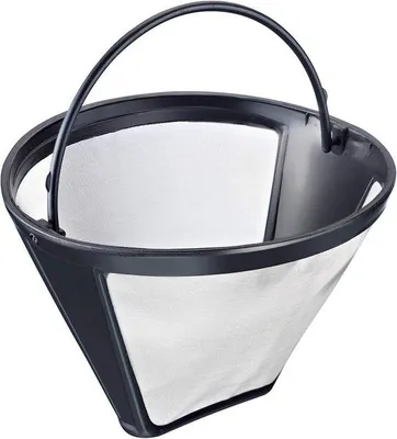 Produktbild von Famanu Kaffeefilter wiederverwendbar, für 8 bis 12 Tassen Kaffee, Filtergröße 4, Edelstahl, schwarz/silber