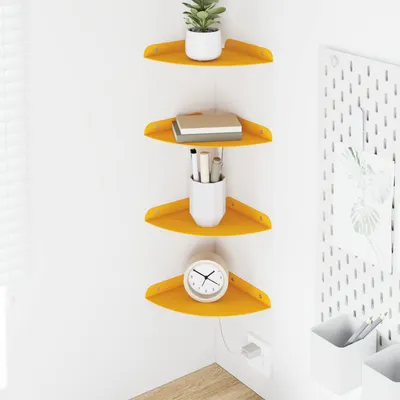 Immagine prodotto di Maison Exclusive - Mensola sospesa con 4 ripiani, giallo senape, 18 x 18 x 2 cm