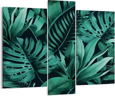 Produktbild von Bild auf Leinwand - Leinwandbild - 3 Teile - Blätter Grafiken Monstera - 95x80cm - Wand Bild - Wanddeko - Wandbilder - Leinwanddruck - Bilder - Wanddekoration - Leinwand bilder - CB95x80-4886