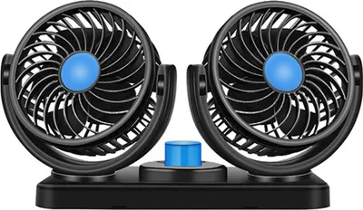Zdjęcie produktu dla Samochodowy wentylator chłodzący z podwójną głowicą obracaną o 360 stopni i 2 prędkościami 12 V DC o dużej mocy i niskim poziomie hałasu do pojazdów typu SUV i VAN
