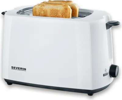 Produktbild von Automatik-Toaster Brötchen-Röstaufsatz SEVERIN AT 2286 integriert Bräunungsgrad AT 2286 aus Kunststoff, schwarzweiß Toaster Toaster Langschlitz Toaster Schwarz Toaster Edelstahl Toaster Mit Brötchenaufsatz