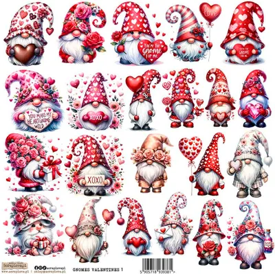 Produktbild von AUFKLEBER ScrapLove Dekor Stickers - Gnomes Valentines 1 verliebte Zwerge