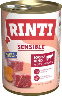 Produktbild von Rinti Sensible mit Rind + Süßkartoffel 400 g - 6 Stück