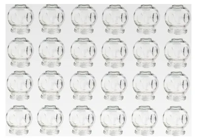 Produktbild von Schröpfgläser Set aus Glas für Wellness, Vakuum Massage und kosmetische Anwendungen (24 Stück, 4,5 cm)