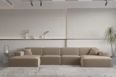 Produktbild von Wohnlandschaft U-Form CELES PREMIUM in Stoff Opera Velvet Sand