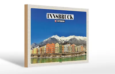Produktbild von Holzschild Reise Innsbruck Österreich Hötting Berge 30x20cm