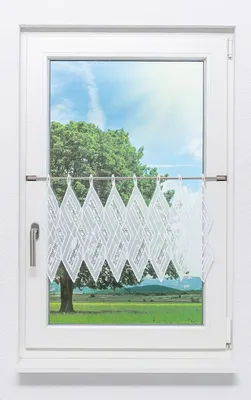 Produktbild von Scheibengardine Plauener Spitze - Diamant  (Bx H) 208cm * 39cm Weiß/weiß