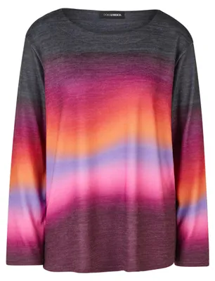 Produktbild von Doris Streich Langarm T-Shirt, Cashmere-Touch, Print in Farbablauf, elastisch
