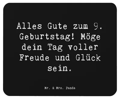 Produktbild von Mr. & Mrs. Panda Mauspad Spruch 9. Geburtstag Freude - Schwarz - Geschenk, Mouse Pad, Geburtstagsparty, Alles Gute zum, laptop, Mousepad, Happy Birthday, Alter, computer
