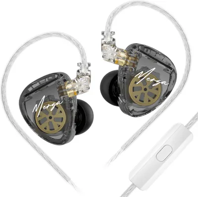 Produktbild von KZ Merga 2DD Dynamische Treiber HIFI-Musikkopfhoerer In-Ear-Ohrhoerer mit Kabel 4 Treibereinheiten Hochaufloesendes Tuning-Headset Sportspiel-Ohrhoerer 2-poliges abnehmbares Kabel Inline-Steuerung mit Mikrofon