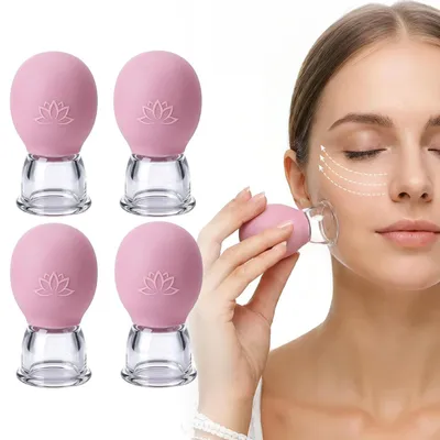 Obrázek produktu pro Silikonové masážní kelímky, 4 kusy, pro masáž svalů – růžové