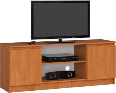 Produktbild von TV Schrank AKORD Fernsehkommode 140 cm Erle 2 Türen 2 Ebenen B140 x H55 x T40 cm