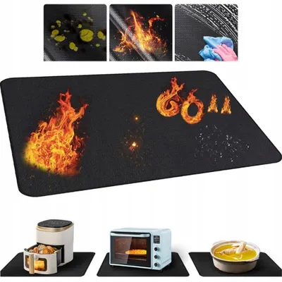 Imagen del producto de Alfombrilla resistente al calor para chimenea, parrilla, estufa: protección para el suelo, 60x40 cm